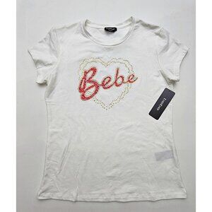 BeBe Women's Rhinestone Logo T-Shirt – Size Large (NWT)